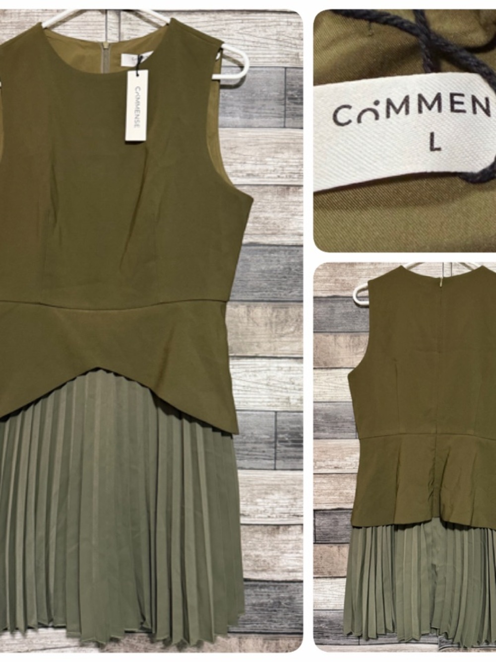 Commense Dress Women’s Size L Green Stretch Lined Polyester Blend